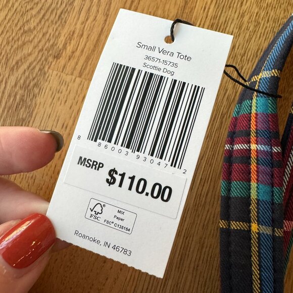 Vera Bradley Holiday Scottie Dog Small Vera Tote NWT - Picture 4 of 10